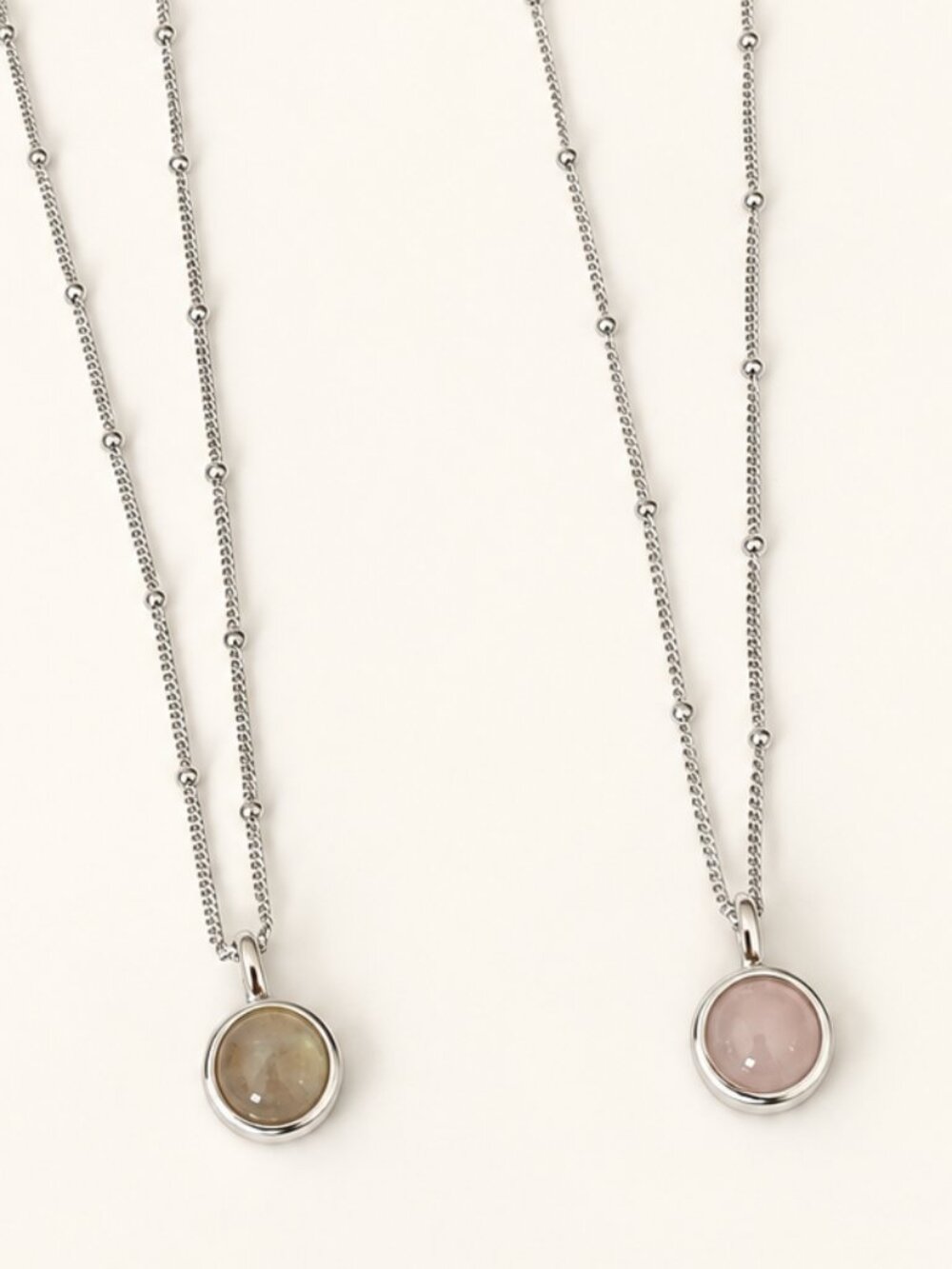 925 Sterling Silver Gemstone Necklace – Labradorite or Rose Quartz